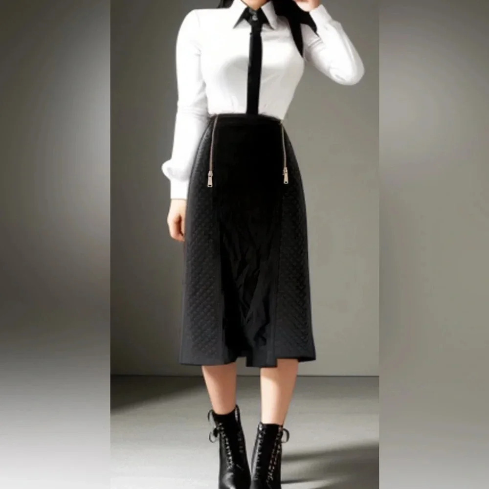 VEX Collection/ Quilted black pencil skirt/ Size EU 36(about size US L) - Picture 2 of 14